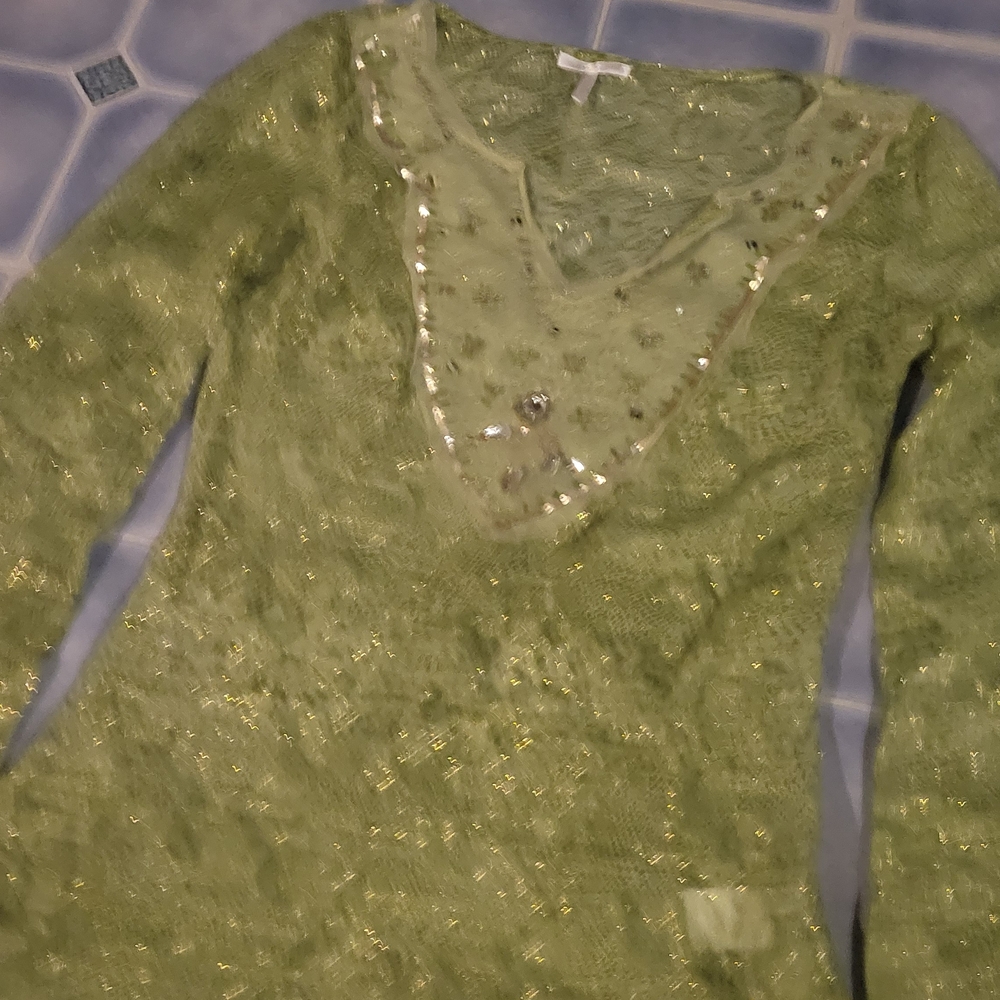 Metro Green and Gold Patterned Top